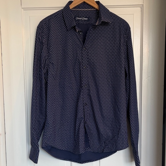Desert Dunes Other - Men's Navy Patterned Dress Shirt Size Medium